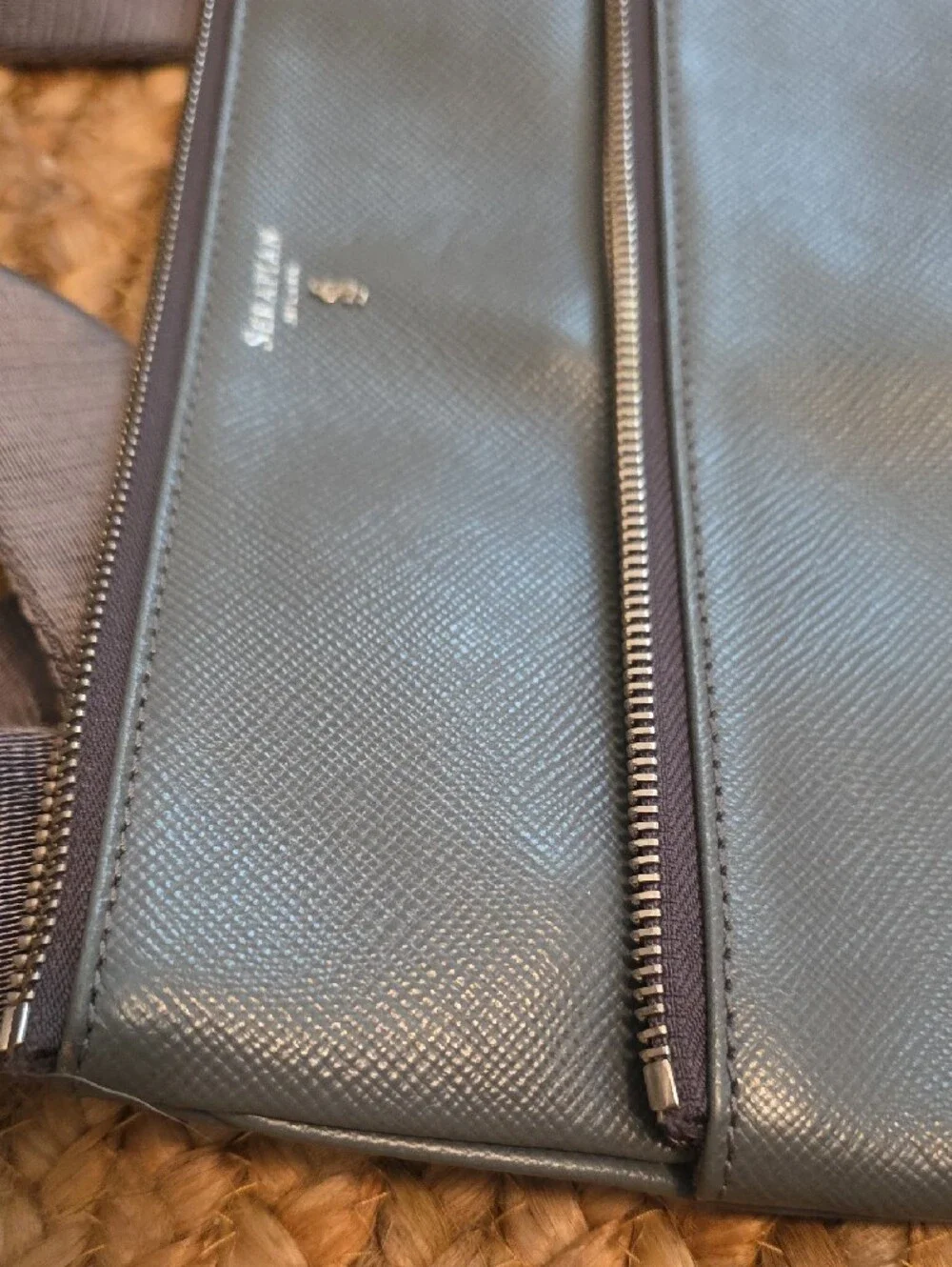 Serapian Gray Leather Messenger Bag